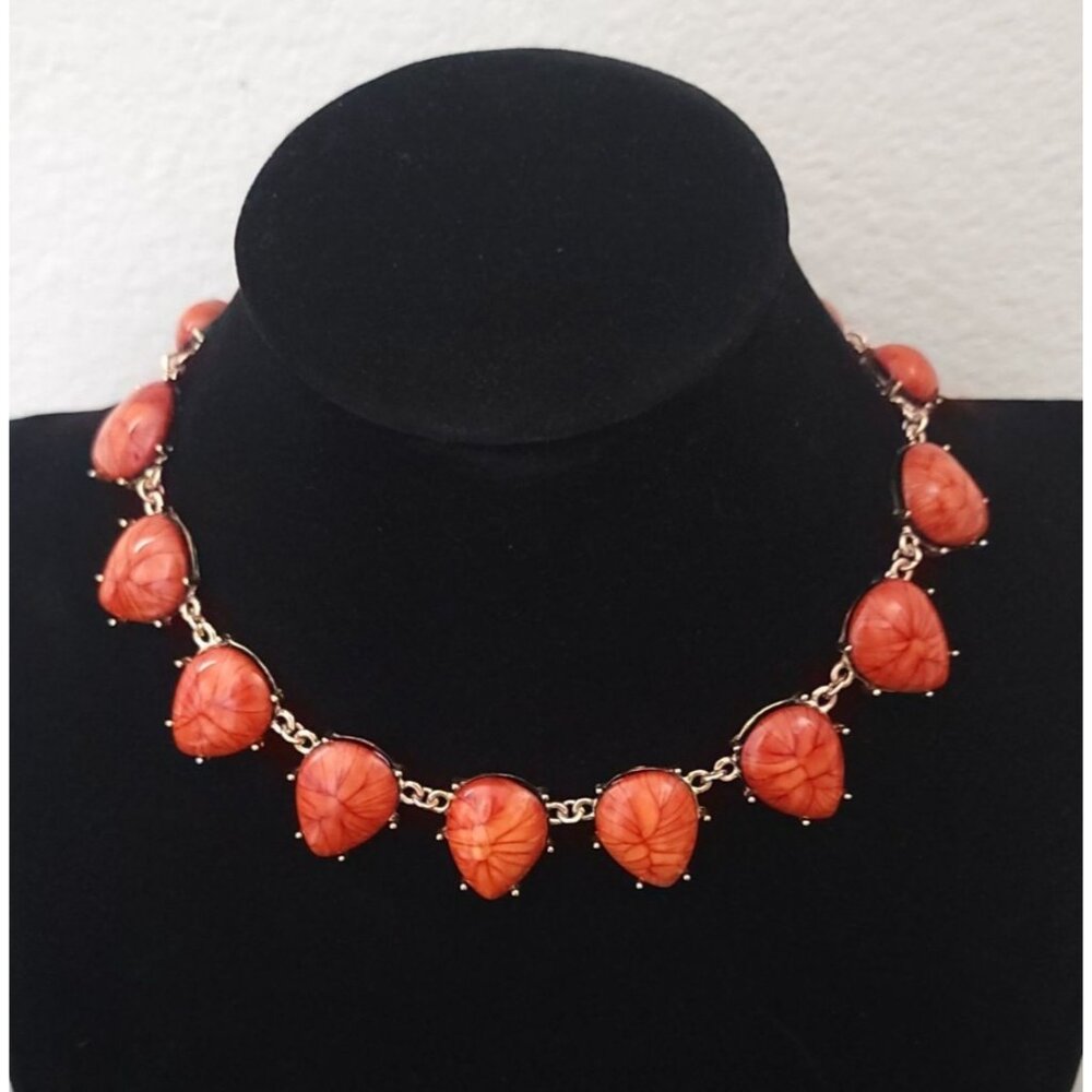 Amrita Singh Gold-Plated Necklace  Orange Resin Teardrop Shaped Faux Stones
